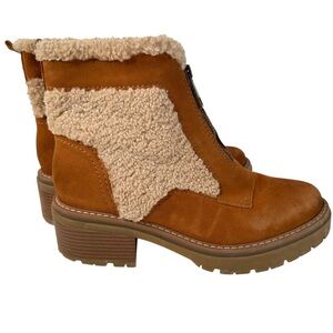 Naturalizer Jett Brown Shearling Lug Sole Ankle Booties 9W Comfort Style